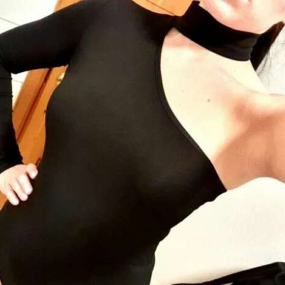 One Shoulder Skinny Bodysuit - black - Picture 9 of 9